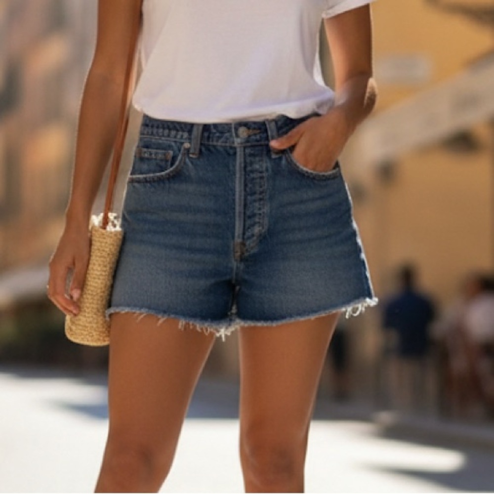 Reformation Sz 24 Dixie High Rise Sydney Wash Denim Short